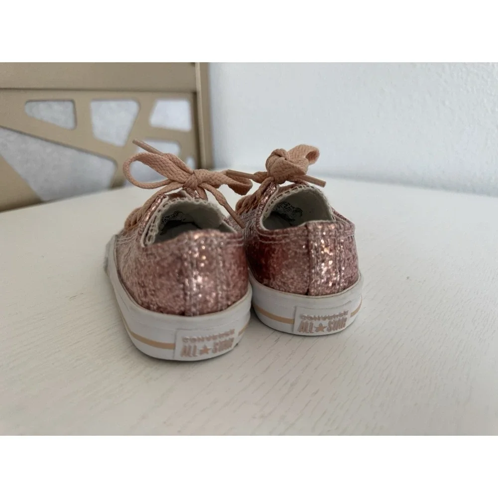 New Rose Gold Glitter Converse Shoes Sneakers Toddler Baby Girl Size 3